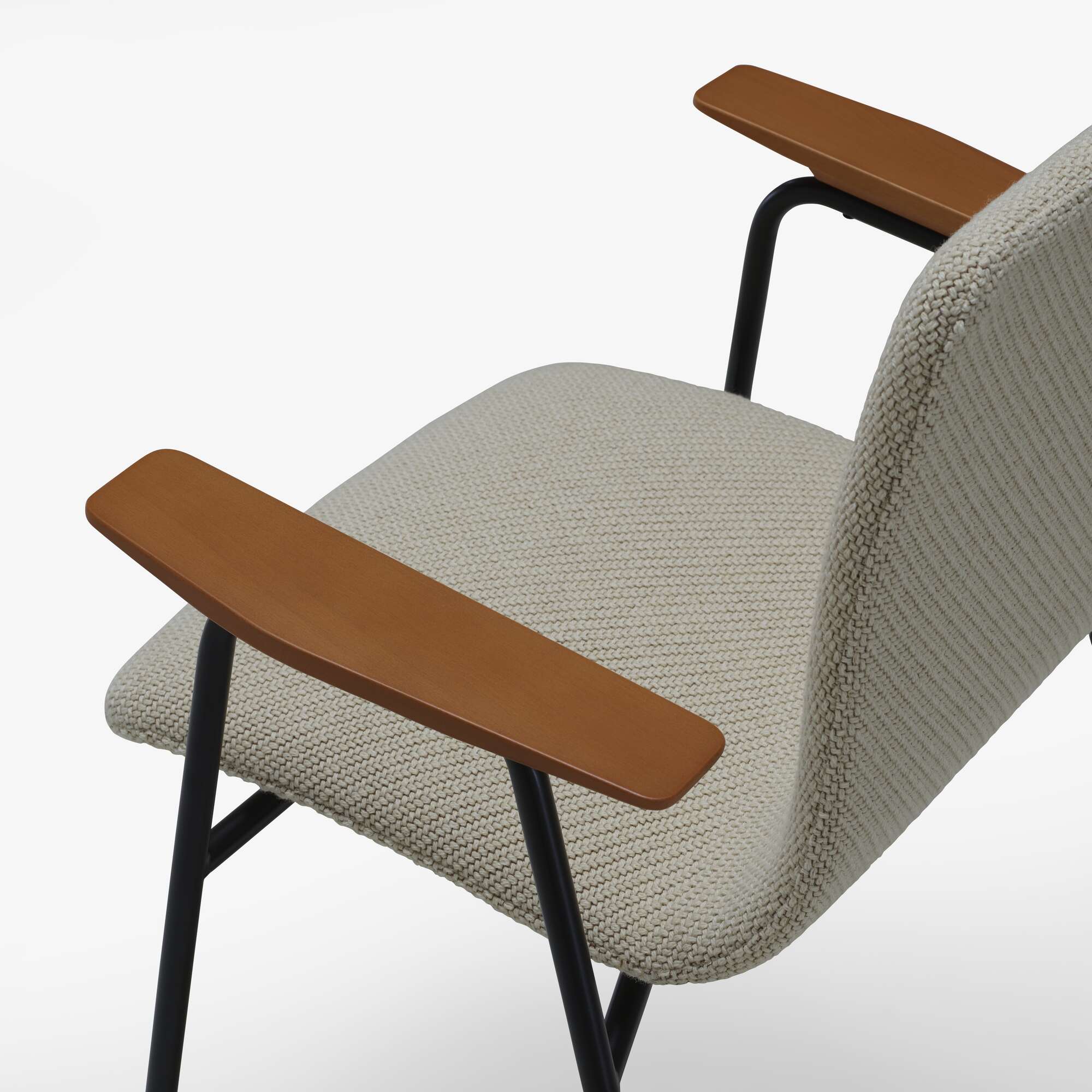 Image Carver chair upholstered back black lacquered steel base 3