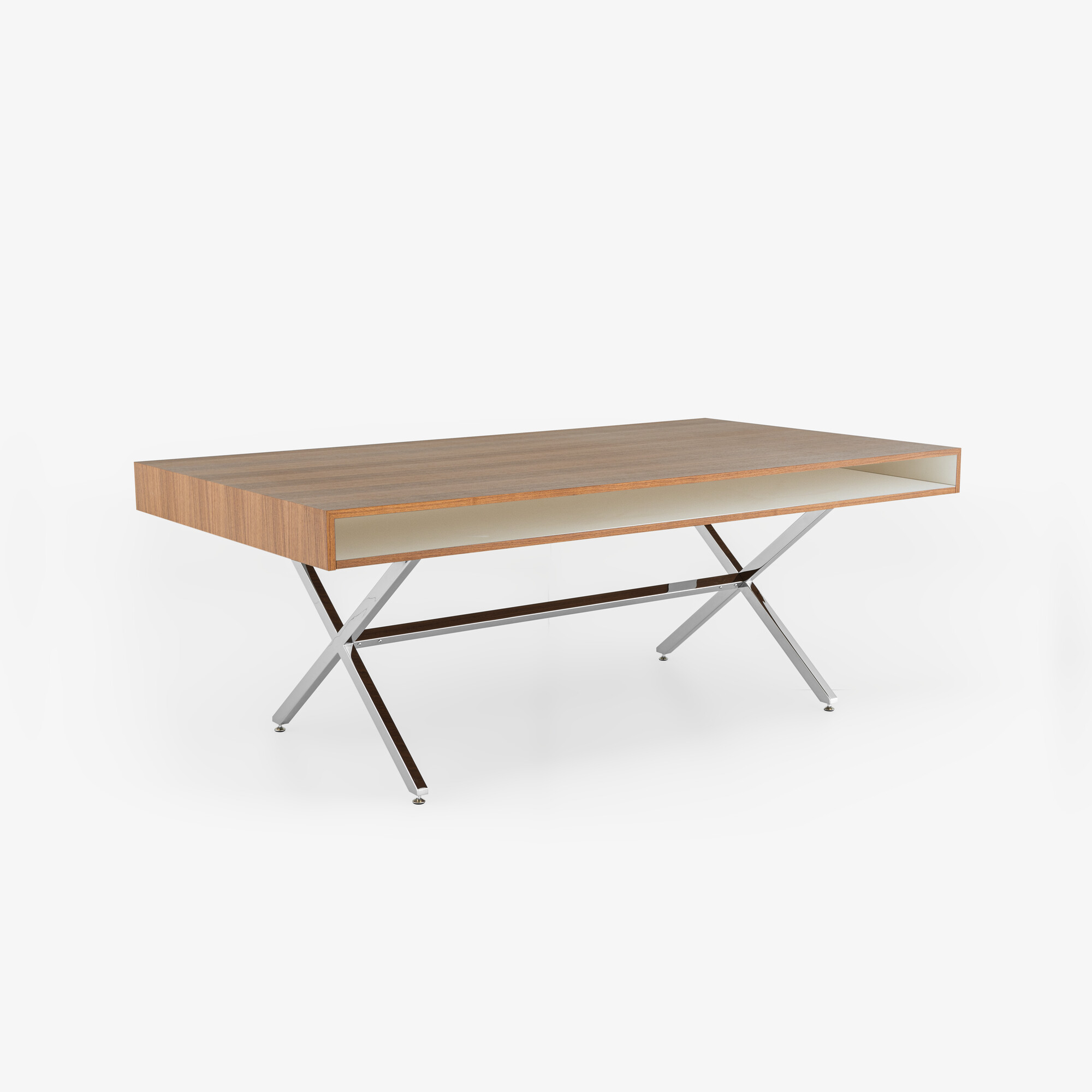 Image Desk walnut top brilliant chromed base 5