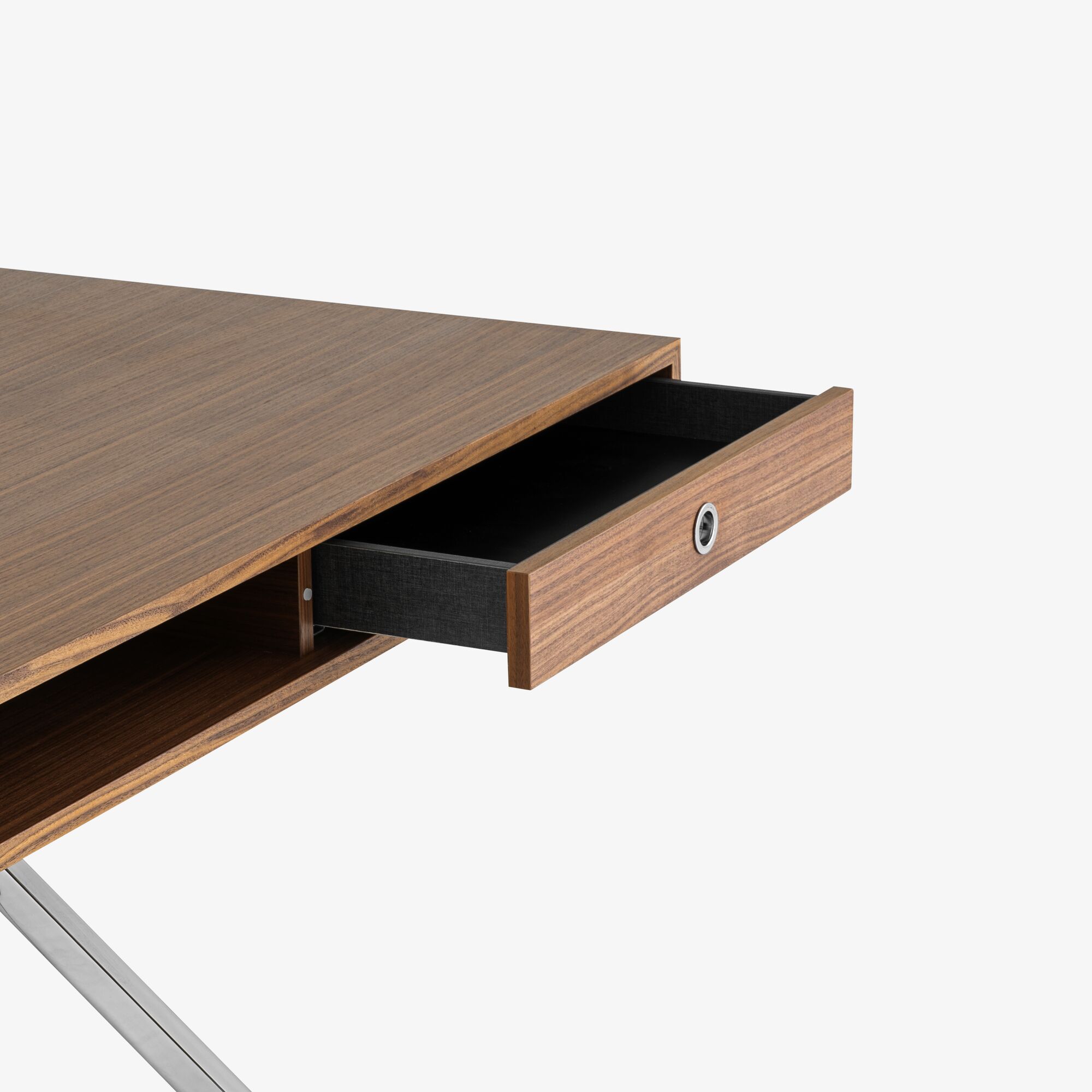 Image Desk walnut top brilliant chromed base 4